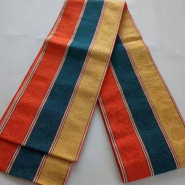 No.90 치쿠젠 원조 하카타오리 반폭 오비 꽃+덩굴 패턴 문양