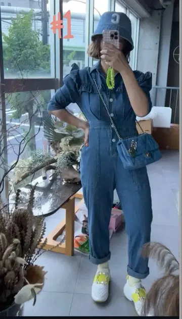 make-ai 데님 프릴 올인원