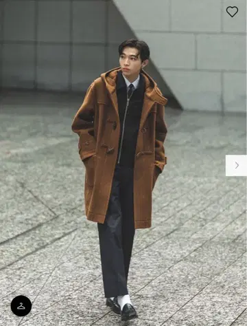 울 블렌드 더플 코트 후드 부착