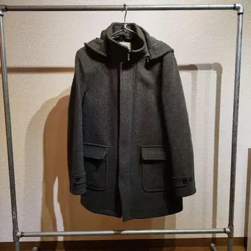 BEAMS HEART 후드 부착 그레이 울 코트