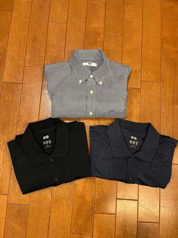 UNIQLO 셔츠 피케 셔츠 3종 세트 (체크 무늬 피케 셔츠)