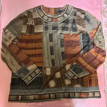 LEONARD 기하학 패턴 긴팔 셔츠 LL