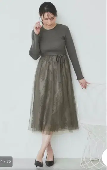 인덱스 튤 레이스 스커트 도킹 원피스