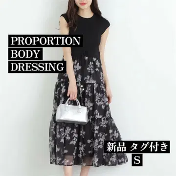 프로포션 바디 드레싱 니트 도킹 티어드 원피스 블랙 S