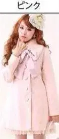 유메텐보 퍼 티펫 부착 백 티어드 코트 핑크