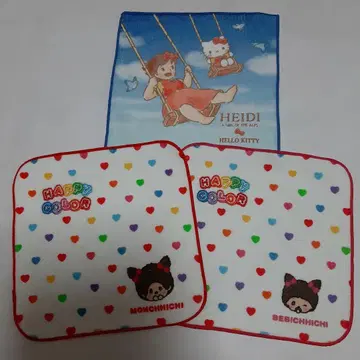 몬치치&키티 하이 콜라보 타월 손수건 3장 세트 세키구치 산리오