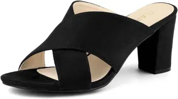 뮬 샌들 슬라이드 샌들 오픈토 블록 힐 여성용