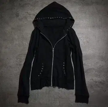 스터드 후디 y2k opium grunge archive 크롭 블랙