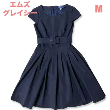 새상품급 엠즈 그레이시 무릎 기장 A라인 원피스 벨트 38 네이비