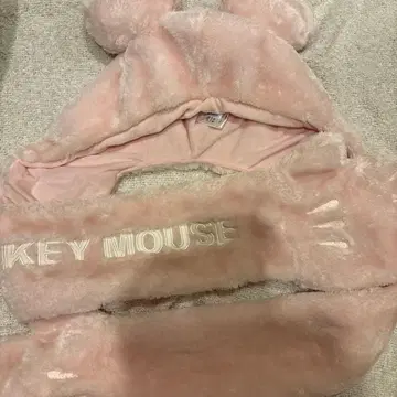 미키마우스 핑크 플리스 모자