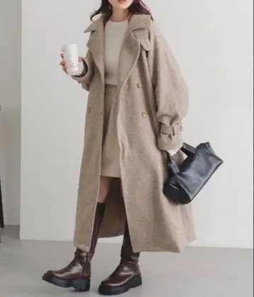 kastane 울 혼방 하이넥 롱 코트 사이즈 1