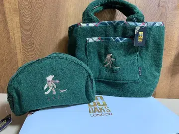 [ 새상품 미사용 ] DAKS / 닥스 타월 원단 토트백 파우치 세트