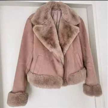 [ 새상품급 ] 무스탕 코트 자켓 퍼 숏 기장 모카 핑크 브라운 M