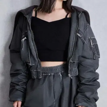 피그먼트 워싱 후드 블루종 제이다 gyda