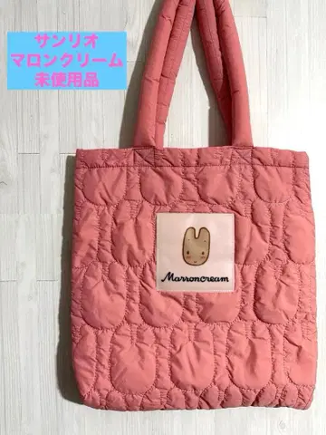 산리오 마론 크림 토트백 핑크