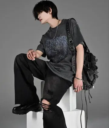 [ ADRER ] 빈티지 사이드 벨트 플레어 데님 슬랙스