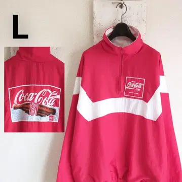 레어 프랑스제 코카콜라 나일론 자켓 레드 L 하프 지퍼