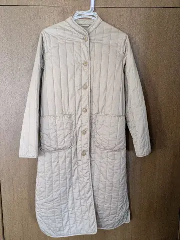 베이지 퀼팅 롱 코트