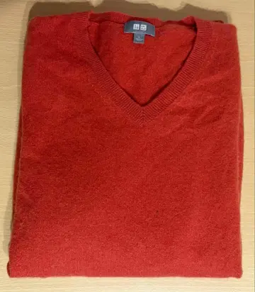 UNIQLO 캐시미어 V넥 스웨터 L 사이즈 오렌지