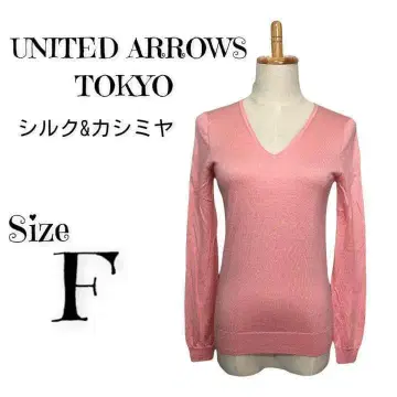 [ 캐시미어 & 실크 ] UNITED ARROWS V넥 스웨터 핑크
