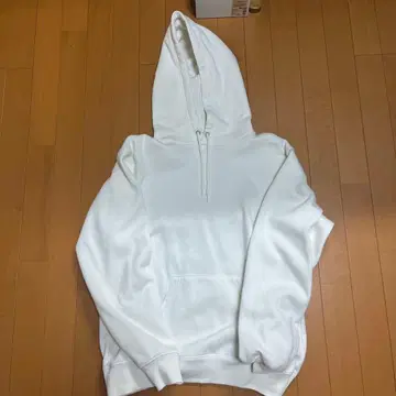 노브랜드 화이트 후드 부착 후드티 L 사이즈 속기모