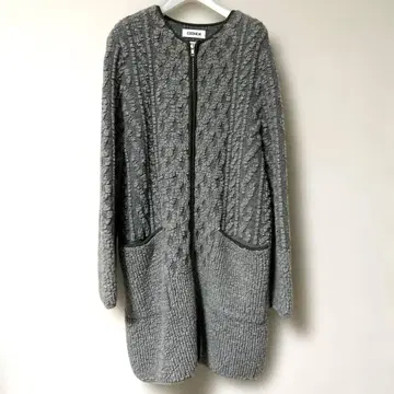 COOHEM 그레이 케이블 짜임 롱 코트