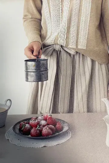 [카탈로그 게재] SM2 울 100% 리본 스트라이프 스커트 아이보리