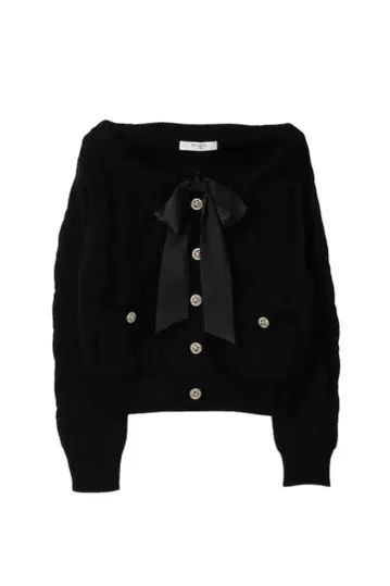 Aerienne Cable-Knit Ribbon Cardigan