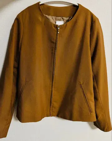 Te chichi 테치치 브라운 갈색 노카라 자켓 프론트 지퍼