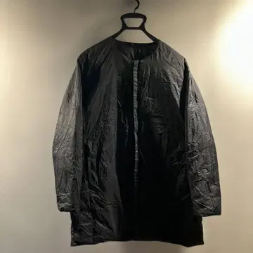 무인양품 블랙 노카라 포켓 다운 코트 L