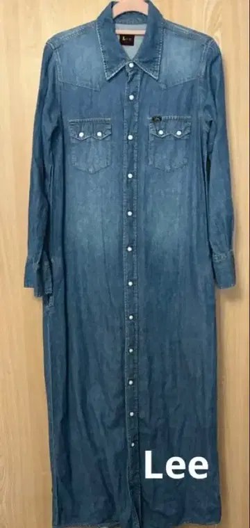 리 데님 셔츠 원피스 롱 기장