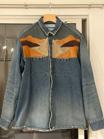 DAIRIKU Leather Paotch Work Denim Shirt