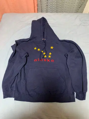 알래스카 별자리 디자인 후드티 네이비 컬러 구제 의류 빈티지 후디