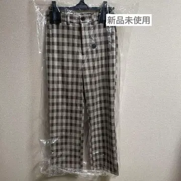 THE YOn 체크 크롭 팬츠 브라운 M