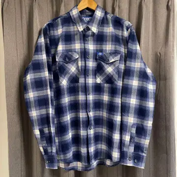 DIXXON S&S 네이비 체크 무늬 긴팔 셔츠 L