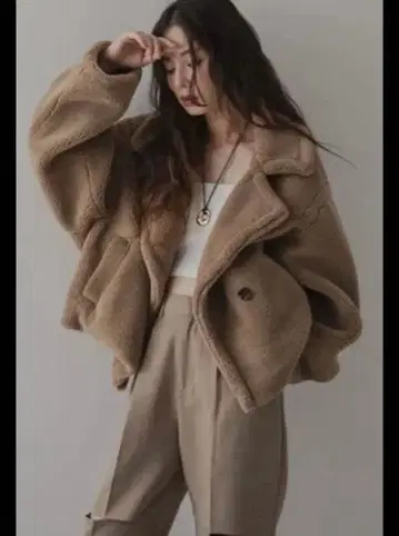 택 포함 미사용 새상품 rectangle 테디베어 숏코트