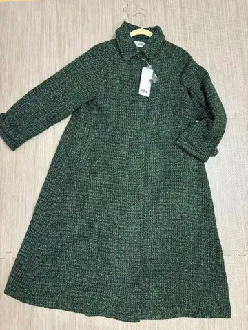 새상품 AZUL by MOUSSY 그린 계열 트위드 롱 코트 S