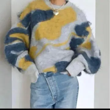 언그리드 샤기 자카드 니트