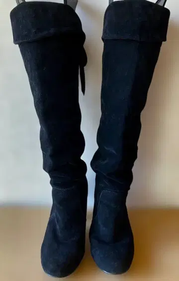 Heather 미사용 스웨이드 롱 부츠 리본 포함