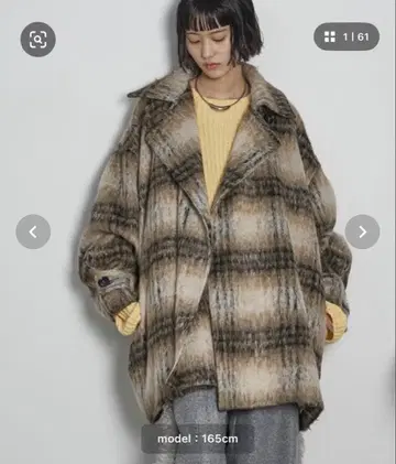 오버사이즈 울라이크 체크 미들 코트 THE Yon