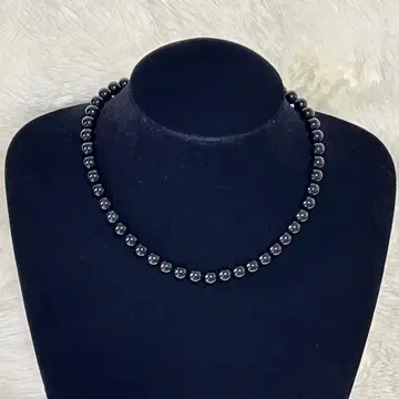 블랙 진주 8.5mm 목걸이 silver 각인