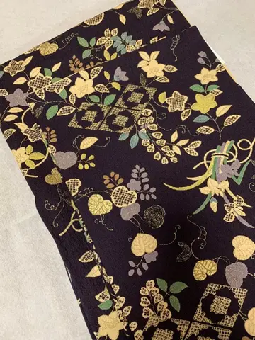 [ 새상품급 ] 네이비 꽃무늬 코몬 순수 실크