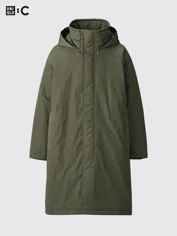 유니클로 C 후디드 코트 올리브