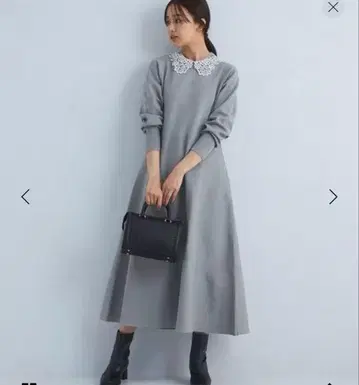 옷깃 레이스 2WAY 니트 원피스