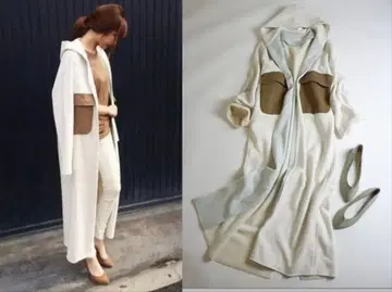 yori 롱 코트 후드 코디건