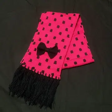 00s y2k 헤이세이 공주 갸루 머플러 프린지 리본 도트