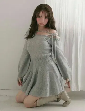 andmary Rhoda flare mini dress gray