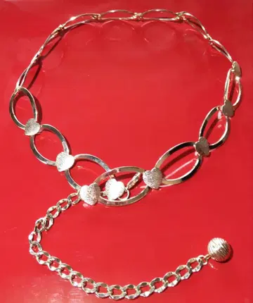 체인 벨트 빈티지 골드 하트 버블 쇼와 레트로