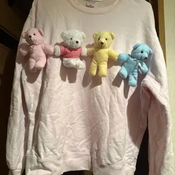 봉제 인형 포함 핑크 맨투맨