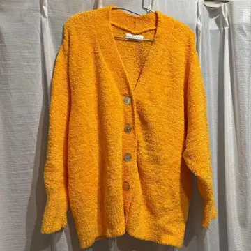 SNIDEL HOME 오렌지 컬러 복슬복슬 가디건 긴팔